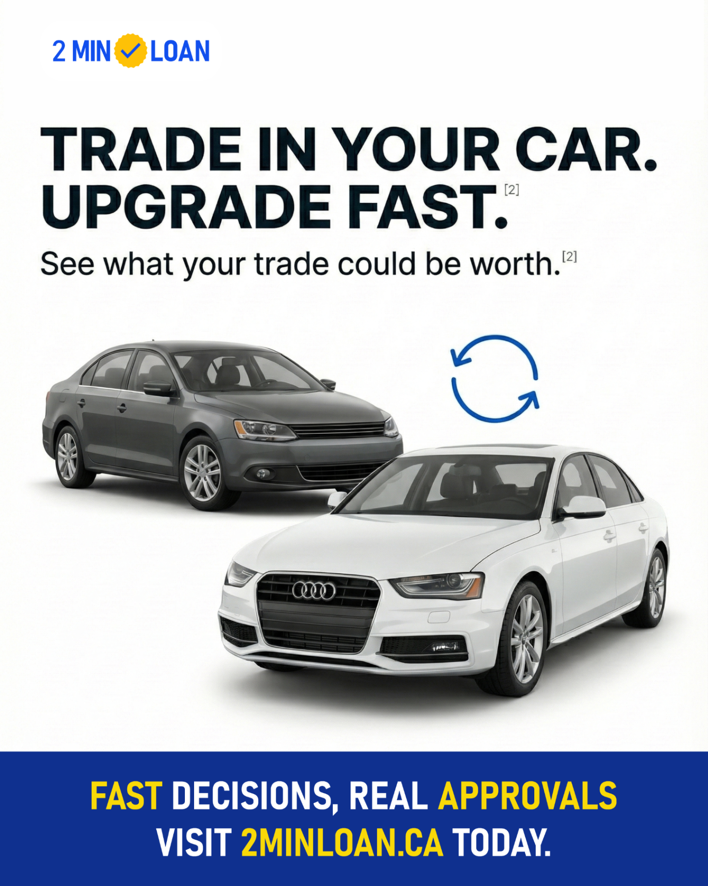 Trade In. Upgrade Fast — trade-in angle