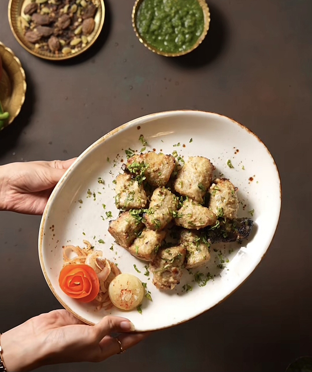 Malai kebab, plated with the room's warmth
